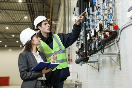 Woman and man on jobsite